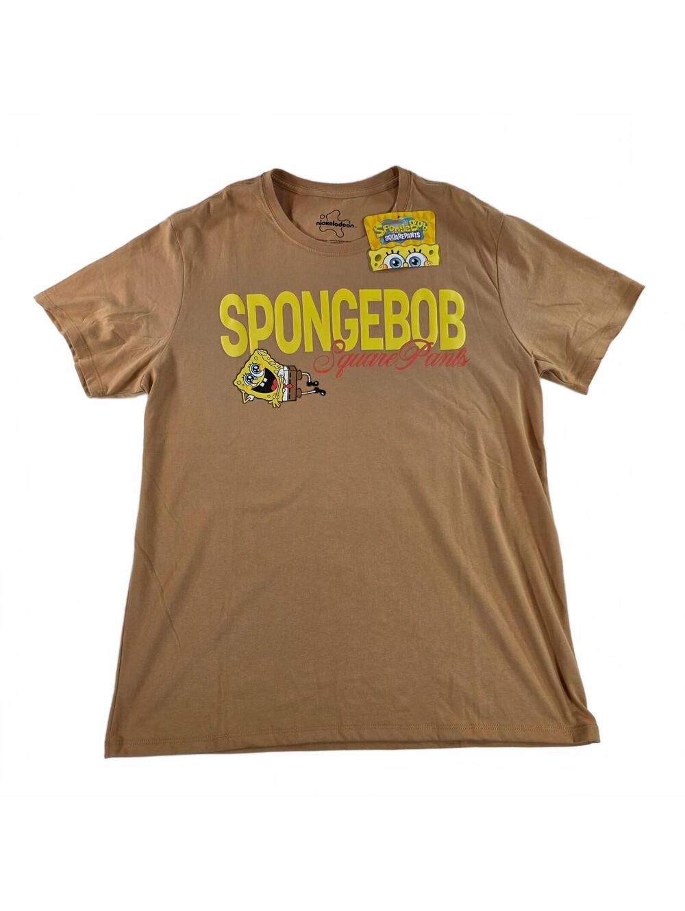 Nickelodeon SpongeBob SquarePants SOFT Graphic T-Shirt Men L Brown Cartoon NWT